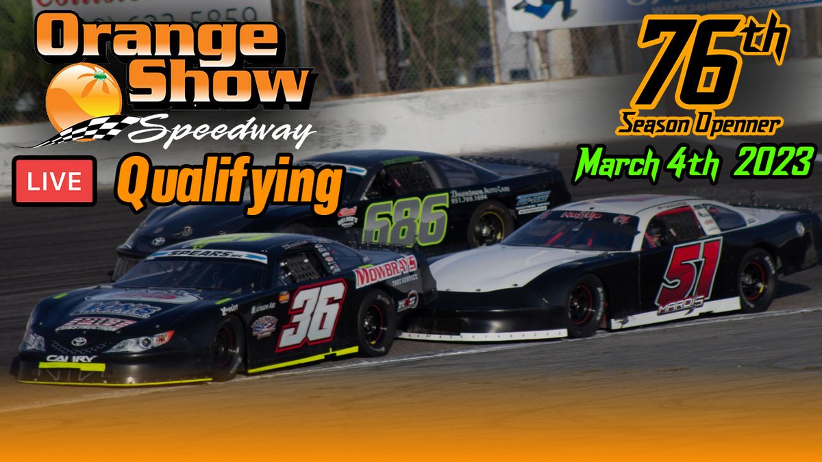 HeyAlanBailey's tweet photo. First Qualifying broadcast of 2023. Can't wait to get back in the booth with Bob Vincent to talk Short Track Racing!
WATCH LIVE TODAY at 6:30p ET/3:30p PT: https://t.co/CZpqtqrwX1
#OrangeShowSpeedway #SanBernardino #ProLateModels #NASCAR #NASCAR75 https://t.co/TQvx0UpuFG