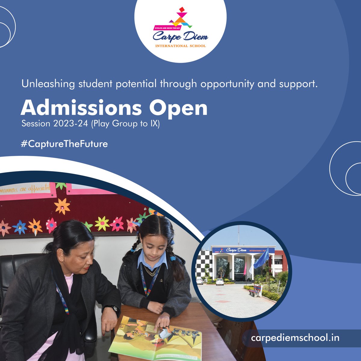 SchoolCarpeDiem's tweet image. Carpe Diem International School aims to provide students with the opportunity and reliable support they need to succeed.⭐

📢Admissions Open
📚Session 2023-24 | Play Group to IX

#CaptureTheFuture #StriveToEnhance #CarpeDiemInternationalSchool #CBSESchoolInRajpura #Education