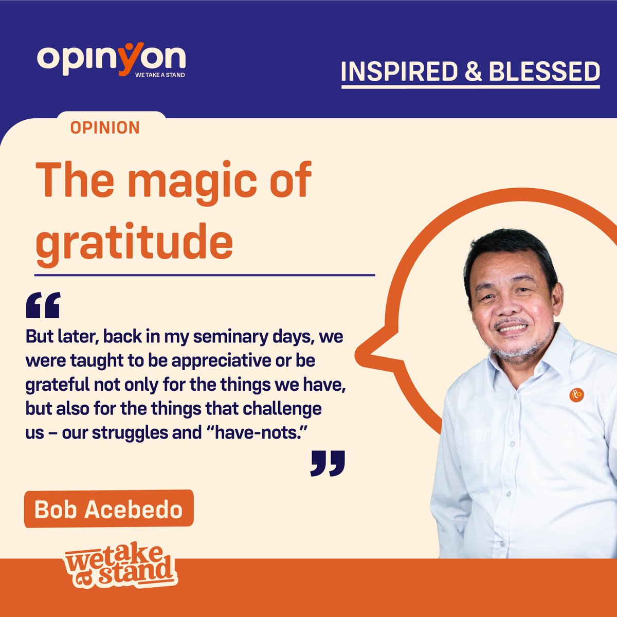 OpinYonNews's tweet photo. The magic of gratitude
Bob Acebedo

Read more
https://t.co/V7d178E2ae

#Magic #Gratitude #Blessed #Inspired #InspiredAndBlessed #Column https://t.co/BcIKGaFtzu