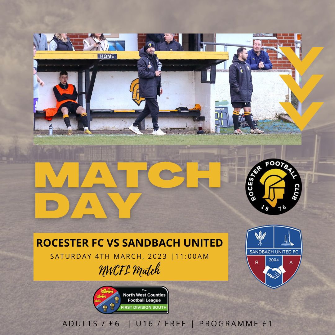 RocesterFC1876's tweet photo. It’s Matchday in Rocester… Sandbach at home for an 11:00 KO 

#COYR 🟡⚫️ https://t.co/U54E2Z0swT