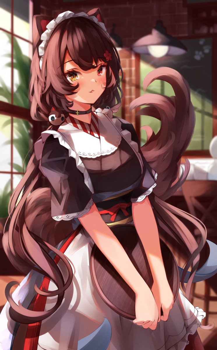 inui toko 1girl dog ears animal ears long hair wa maid yellow eyes solo  illustration images