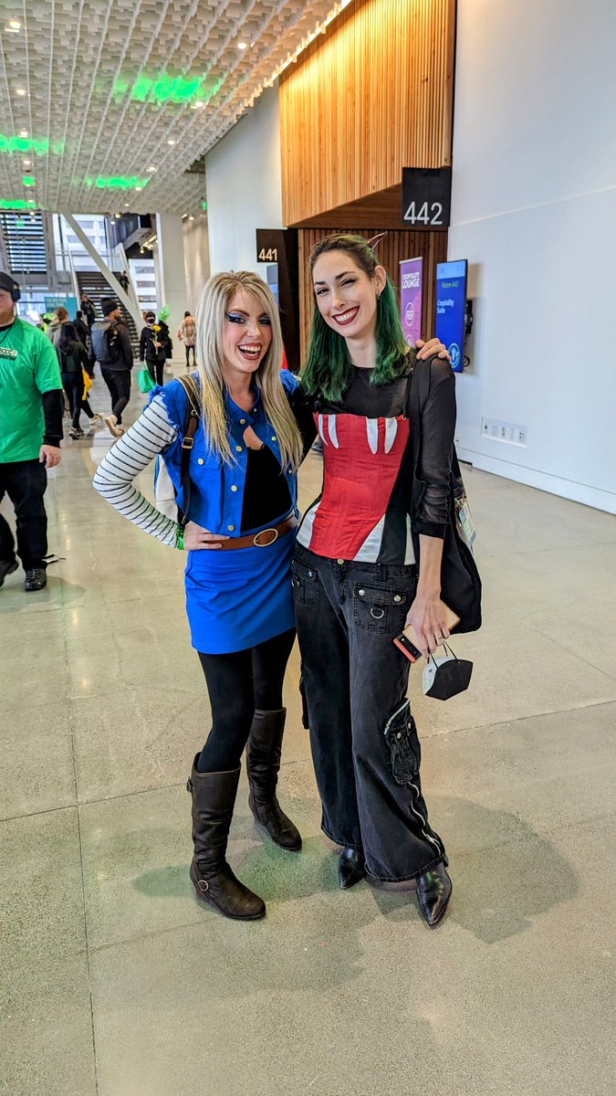 I'm really just baffled happy rn. Today I saw a friend who we've been supporting one another online in our cosplay journey since ~2018. We both nerd out in related spaces ~ TCGs and TTRPGs, and it was SO FABULOUS to run into <a href="/GuiltyCosplay/">Ahh! Guilty 💀</a> today at #ECCC! CHEERS BABE! 🥰🎉😍💕

I