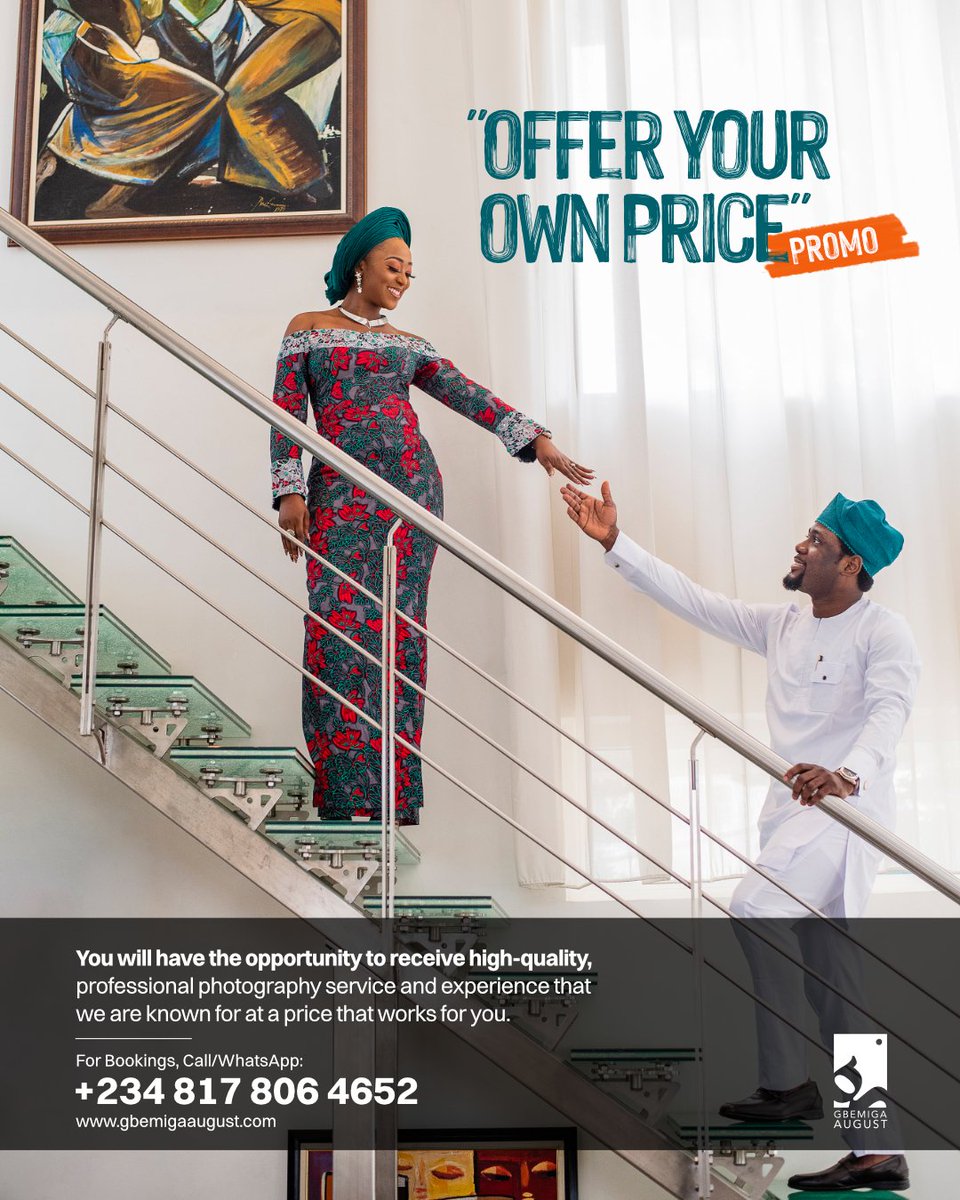 GbemigaAugust's tweet photo. With Our "Offer Your Own Price" Promotion, You Will Have The Opportunity To Receive High-Quality, Professional Photography Service And Experience That We Are Known For At A Price That Works For You.

https://t.co/fmlvnmNd5w https://t.co/JWOL0GDZIQ