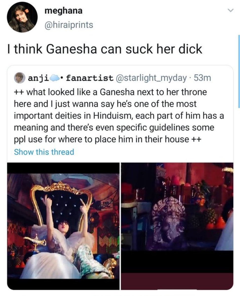 tae_cherriess's tweet photo. no wonder why this is coming from a blink cause their favs have normalised disrespecting the Indian culture. https://t.co/dlGEqUym3G
