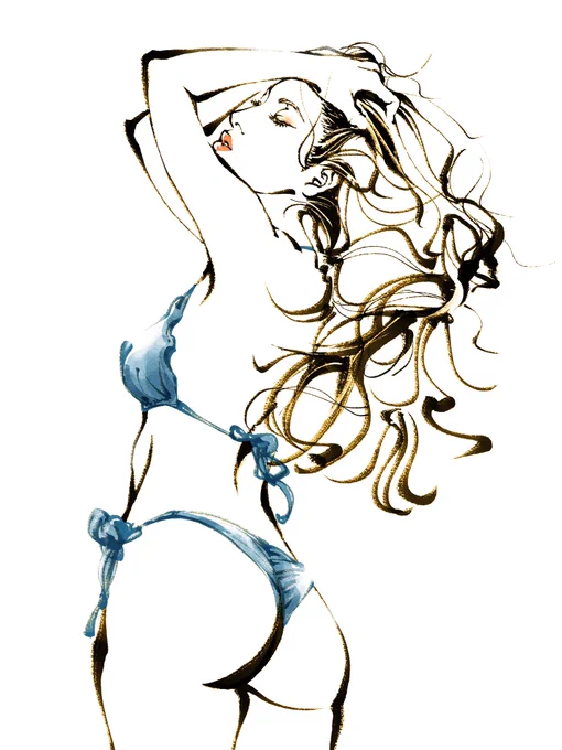 【コミッション】初めての海外コミッションで描かせていただきましたビキニが似合うとても素敵なご友人の女性を描いて欲しいというご依頼でしたとても喜んでいただけて、最高に楽しく描けました!#イラスト#illustration 