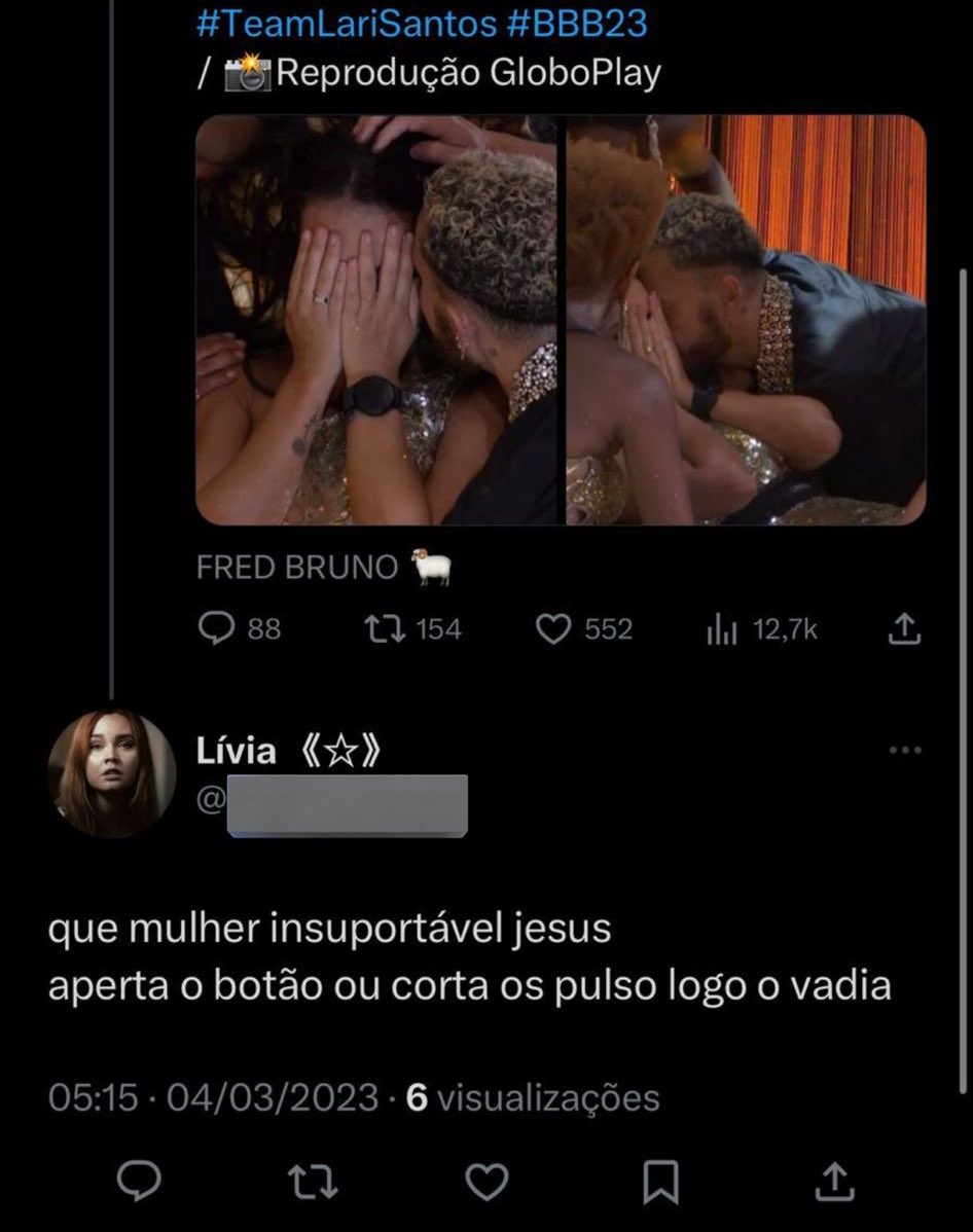 larisantosbe's tweet photo. Lamentável receber comentários como esse principalmente em momentos vulneráveis . Entendemos que estamos sucetíveis mas ainda nos assustamos com a maldade. Infelizmente temos recebido comentários assim diariamente, mas o que nos acalenta é ver que o amor sempre supera o ódio! https://t.co/pYyuzSZ2Cd