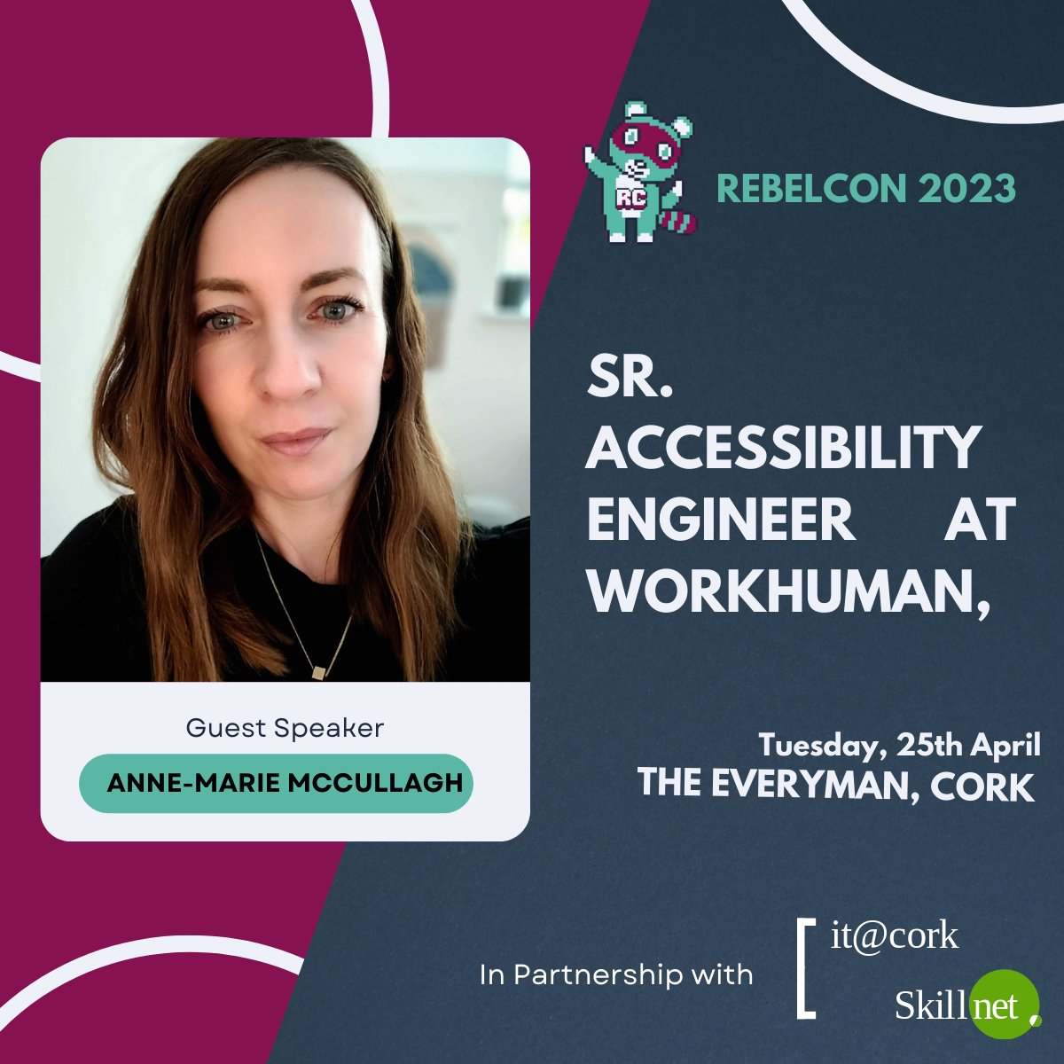 📢Speaker announcement!
We are delighted to announce that Anne Marie Mccullagh of <a href="/Workhuman/">Workhuman</a> will be joining us at #RebelCon2023 to talk about Software Accessibility Welcome Anne Marie!
#webaccessibility #WCAG