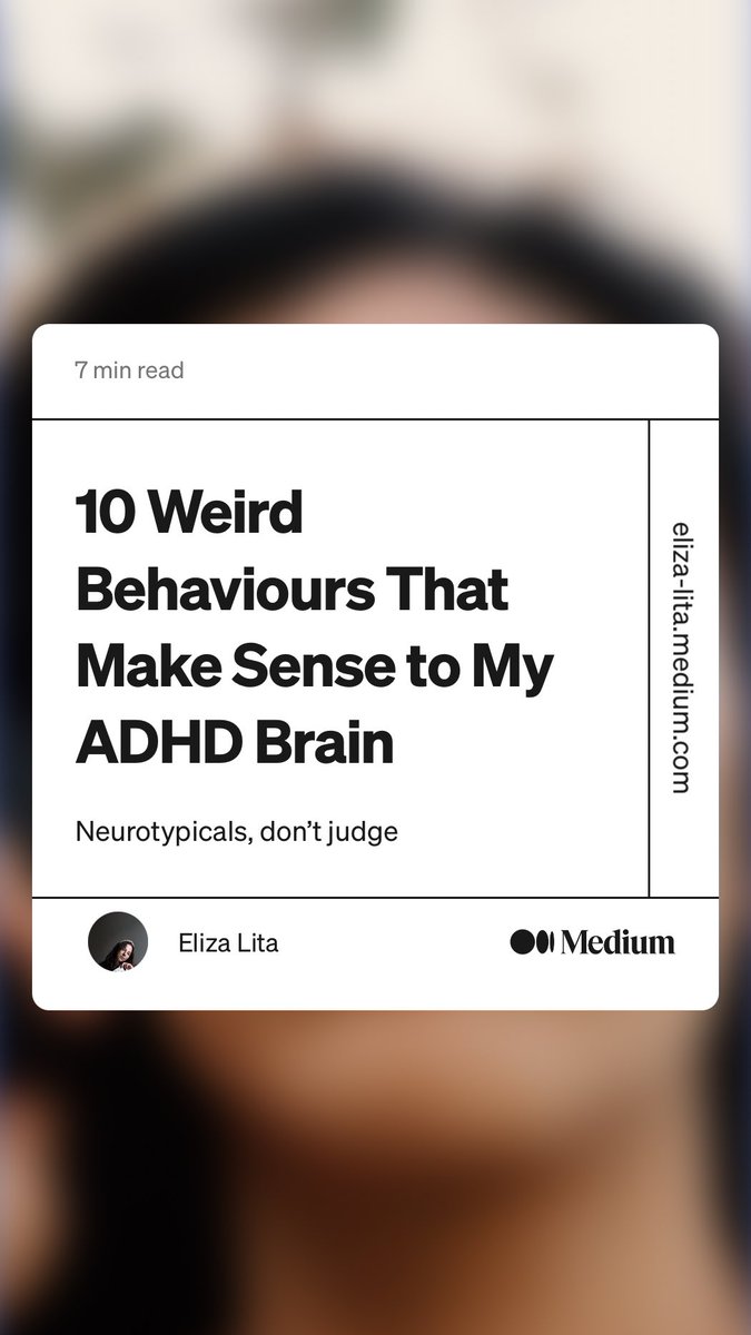 In my latest article, I’m getting really personal about ADHD and sharing some weird behaviours that I’ve stopped fighting. #adhd #mentalhealth #writing 
link.medium.com/d1enqmrbTxb
