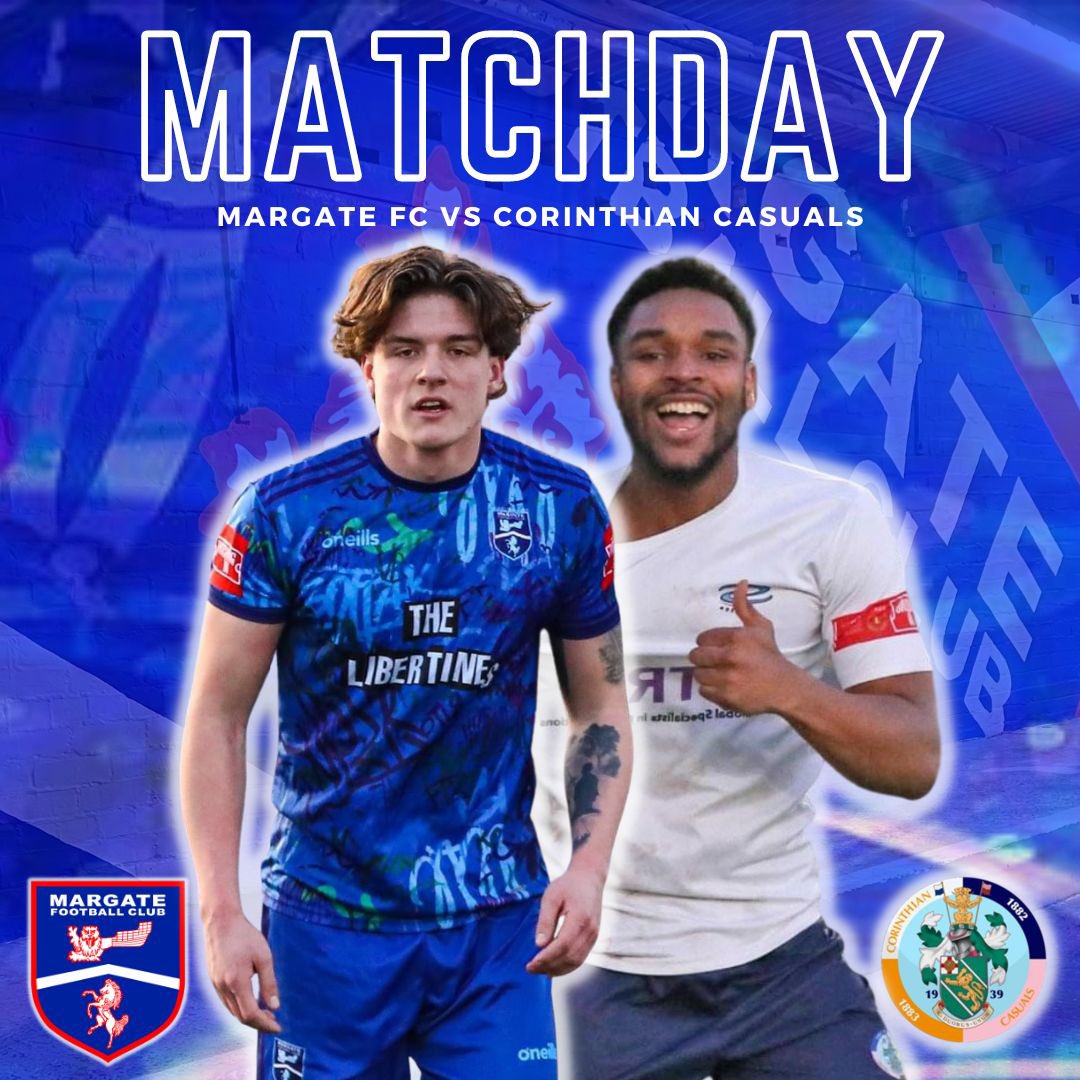 margate_fc's tweet photo. IT’S MATCHDAY!! 😍

Back at Hartsdown Park as we look to go another step closer to safety! 💙

🆚 @CorinthianCas 
⏱️ 15:00
🏆 @IsthmianLeague 
🏟️ Hartsdown Park

#UpTheGate #MARvsCOR https://t.co/wcz8SYdWoR