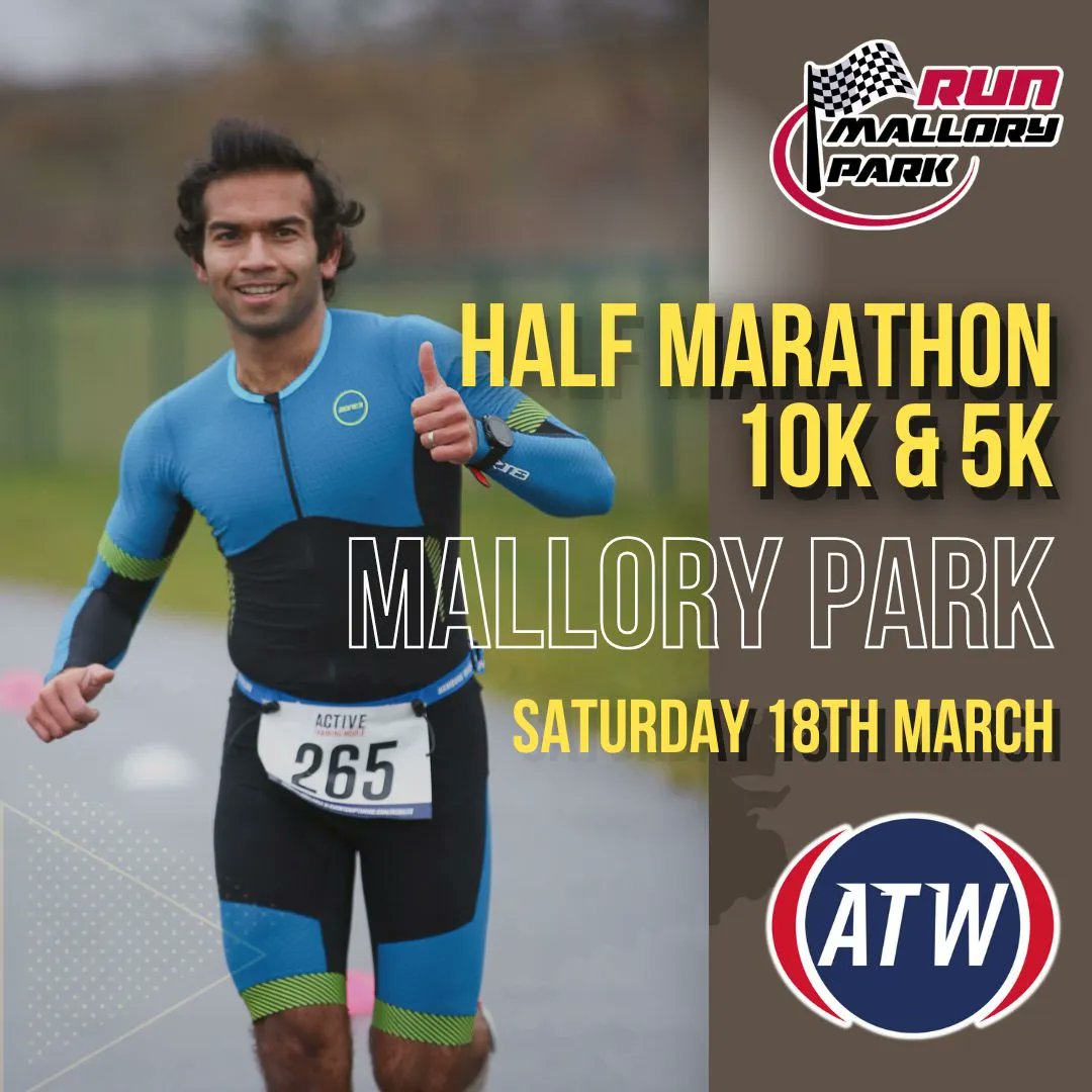 eventsatw's tweet photo. 📣 Two weeks to go until we're at Mallory Park Race Circuit! 📣 

🥇 Traffic Free
⭐ Smooth, flat tarmac

Enter now! 

🏃‍♂️ Half Marathon, 10K &amp; 5K
🚲 Draft-Legal Duathlon

#eventsatw #halfmarathon #marathontraining #10k #5k #ukrunchat #runningmotivation #duathlon #draftlegal https://t.co/O09SiMorlP