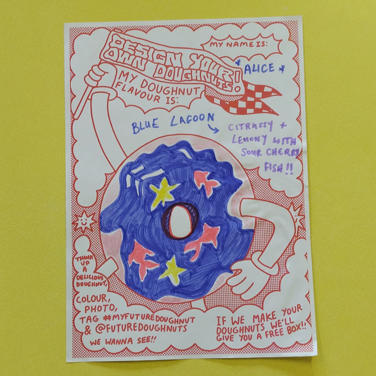 FutureDoughnuts's tweet photo. Got an idea for a dream doughnut? We love seeing your doodles on our design-a-doughnut sheets! Pick one up in our free craft area next time you visit.

We've had a lot of truly inspirational and frankly bizarre designs, here are a few of our favourites! https://t.co/7CY9mZePFj