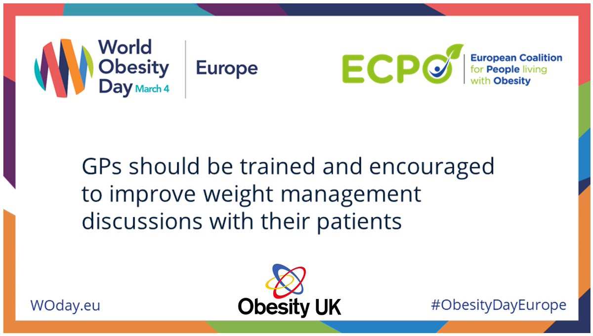 Working with healthcare professionals can achieve great results in weight management.  Training GPs to understand the difficulties faced by us would be a huge step forward
@ECPObesity @ObesityInst @ObesityUK_org 
#ObesityDayEurope 
#WorldObesityDay
#AddressingObesityTogether