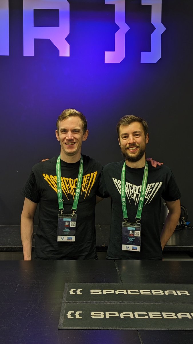 PalmEmanuel's tweet photo. Had a great time at #PSDayUK yesterday, thanks everyone for making it happen!
Bonus picture of me and @Jaap_Brasser matching shirts as well as speaker time slots. Can't wait for #PSConfEU! ๐ https://t.co/HJmLGtDuOb