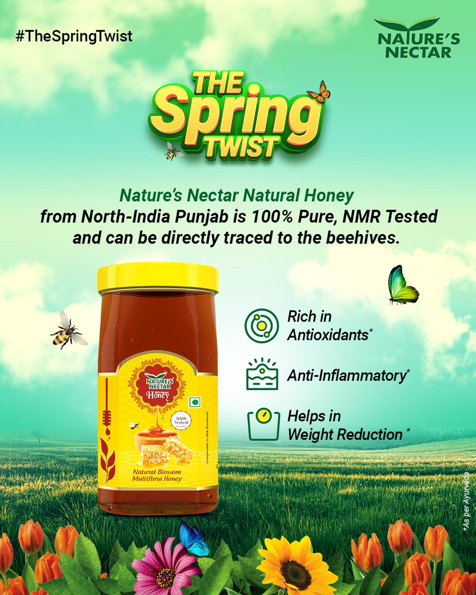 NaturesNectarIN's tweet photo. The advent of #Spring is marked by various #healthrpoblems particularly #inflammation. 😔
Also, don’t let your #weightgain impact your #fitness. 🙌🍃
Our #NMRtested #rawhoney sourced from Punjab is #chemicalfree and boosts your #immunity. Try it now and enjoy free delivery! 👍 https://t.co/h2FGxZlNqR