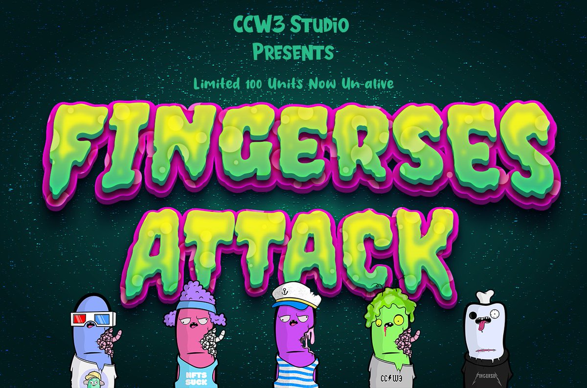 FINGERSES ATTACK! 

All of our loyal collectors known as "The Horde" received their limited edition "un-alive" airdrop today. 

The remaining zombie Fingerses are now available on @Opensea: opensea.io/collection/fin…