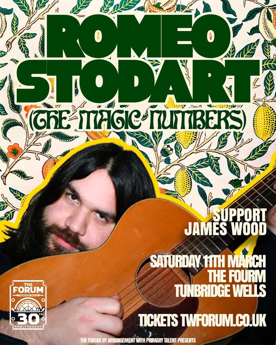 Morning one and all 🌞

Excited to announce that next Saturday I’ll be supporting the <a href="/themagicnumbers/">The Magic Numbers</a> lead singer Romeo Stodart at <a href="/twforum/">tunbridgewellsforum</a> 

Limited tickets so grab yours now. See you all there, JW XX 

📸 Pete Ray