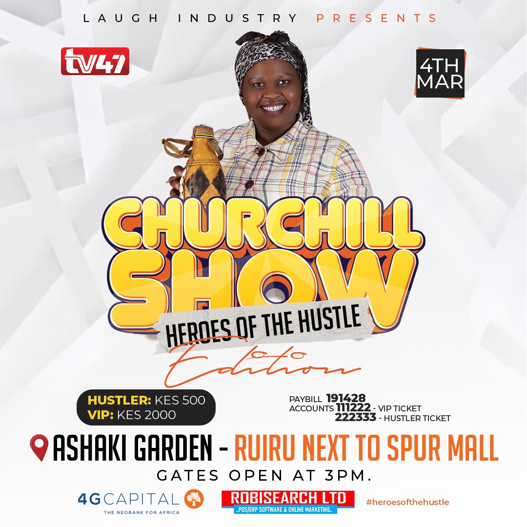 At of 3 p.m., Ashaki Gardens in Ruiru will host Heroes of the Hustle by Churchill Show. Many of your favorite comics will be there.For information on the entry fees, see the poster below.#ChurchillAtAshakiRuiruLeo
ChurchillShow RuiruToday
DigitallyFit Na Robisearch