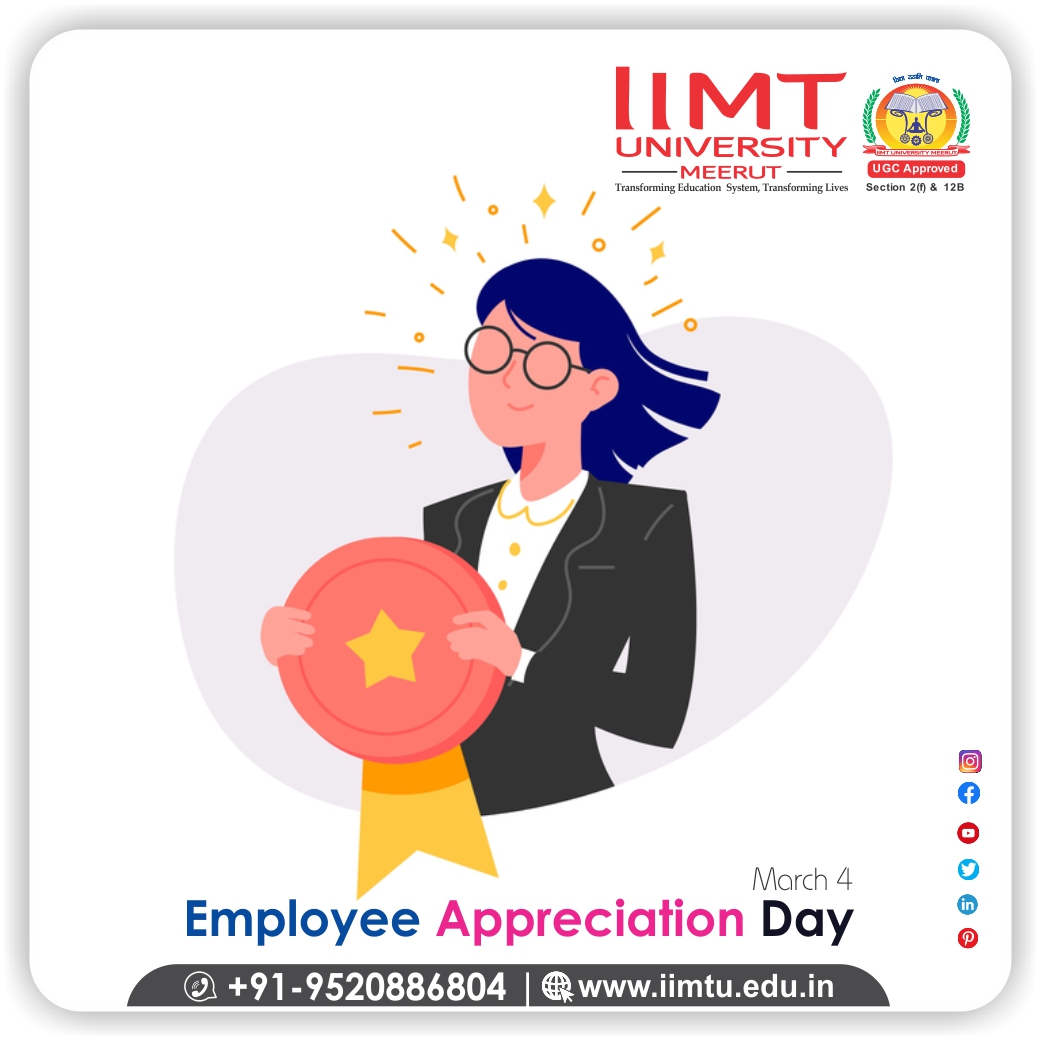 IIMT_U's tweet image. The occasion of Employee Appreciation Day reminds us that we are blessed to have such strong and valuable assets like you. 

#EmployeeAppreciationDay #employee #Appreciations 

iimtu.edu.in | Helpline +91-9520886804

#AdmissionsOpen2023_24 #UniversityAdmissions #IIMTU