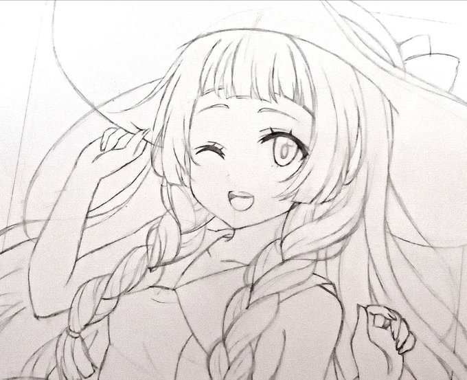 私の絵柄でリーリエちゃん描いたらどうなるかと思ったけど、

こうなりました!!ポケはデフォ絵がデフォルメ強いから😲

どうでしょう❔下書き写メ経過 
