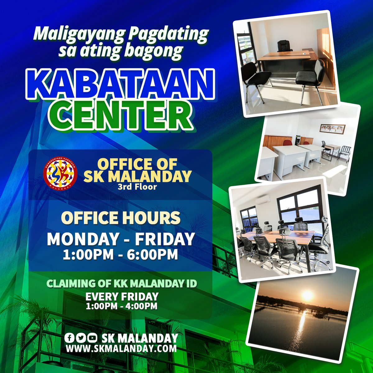 SKMalanday's tweet photo. Simula ngayong Lunes, March 6, 2023 ay bukas na sa ating lahat ang Kabataan Center kung saan dito na din po ang magiging Bagong Opisina ng SK Malanday! Sa mga susunod na araw naman po magbubukas ang ating Malanday Public Library.
Kitakits, Kabataang Malanday! #ExperienceMalanday https://t.co/IBuV0ewErF
