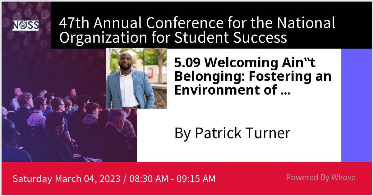 I am speaking at 47th Annual Conference for the National Organization for Student Success. Please check out my talk if you're attending the event! #NOSSbuzz - via #Whova event app