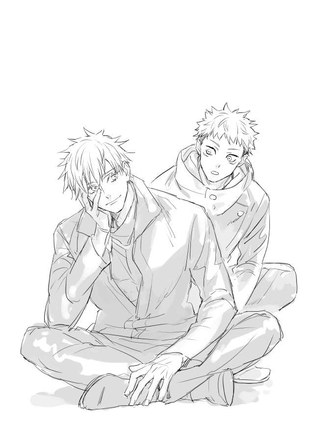 11mtri's tweet photo. 先生、目隠し有無で印象変わりすぎて同じ人物描いてると思えないし素顔は190の28歳描いてると思えないし。ゆーじ、顔幼くなっても15歳だからまいっか！って思う一方で完成された体つきは15歳に思えないし
脳がバグるね！ https://t.co/pBAW4Zgaaf