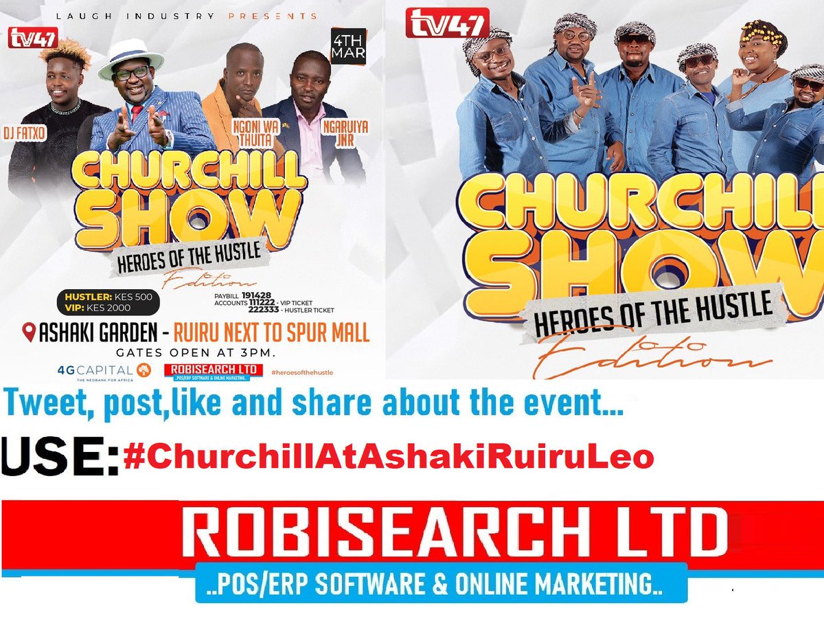 Leo tupo site 
#ChurchillAtAshakiRuiruLeo it's going to be an exciting experience we shall be able to enjoy ourselves with laughter and entertainment

ChurchillShow RuiruToday
DigitallyFit Na Robisearch