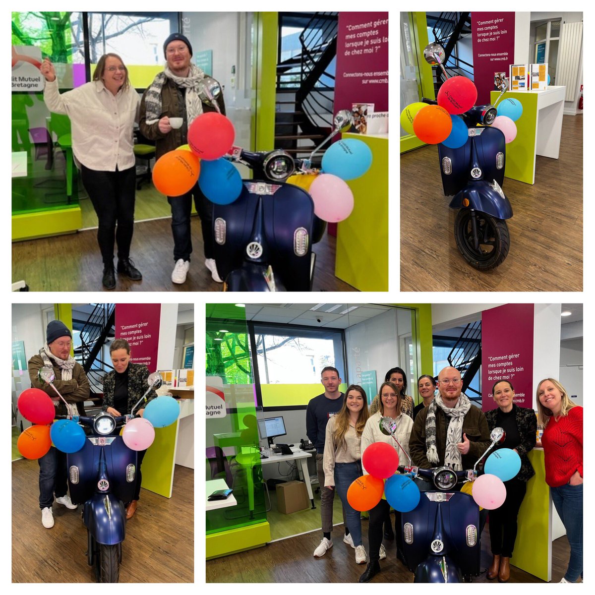Moment de #convivialité autour d’un petit-déjeuner ☕️. Plaisir d’offrir un scooter 🛵 à l’heureux sociétaire de la caisse de Rennes Villejean. <a href="/UTRennesOuest/">UT Rennes Ouest</a> <a href="/CMB_DD35/">Crédit_Mutuel_DD35</a> #cinq #satisfactionclient <a href="/SuravenirASSUR/">Suravenir Assurances</a>