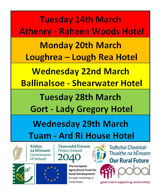LEADER
Consultations with communities on the design and focus of the next Local Development Strategy for the 2023-27 period are commencing. Community groups and small businesses are being invited to attend to give their views to help shape the future of the next LEADER programme.