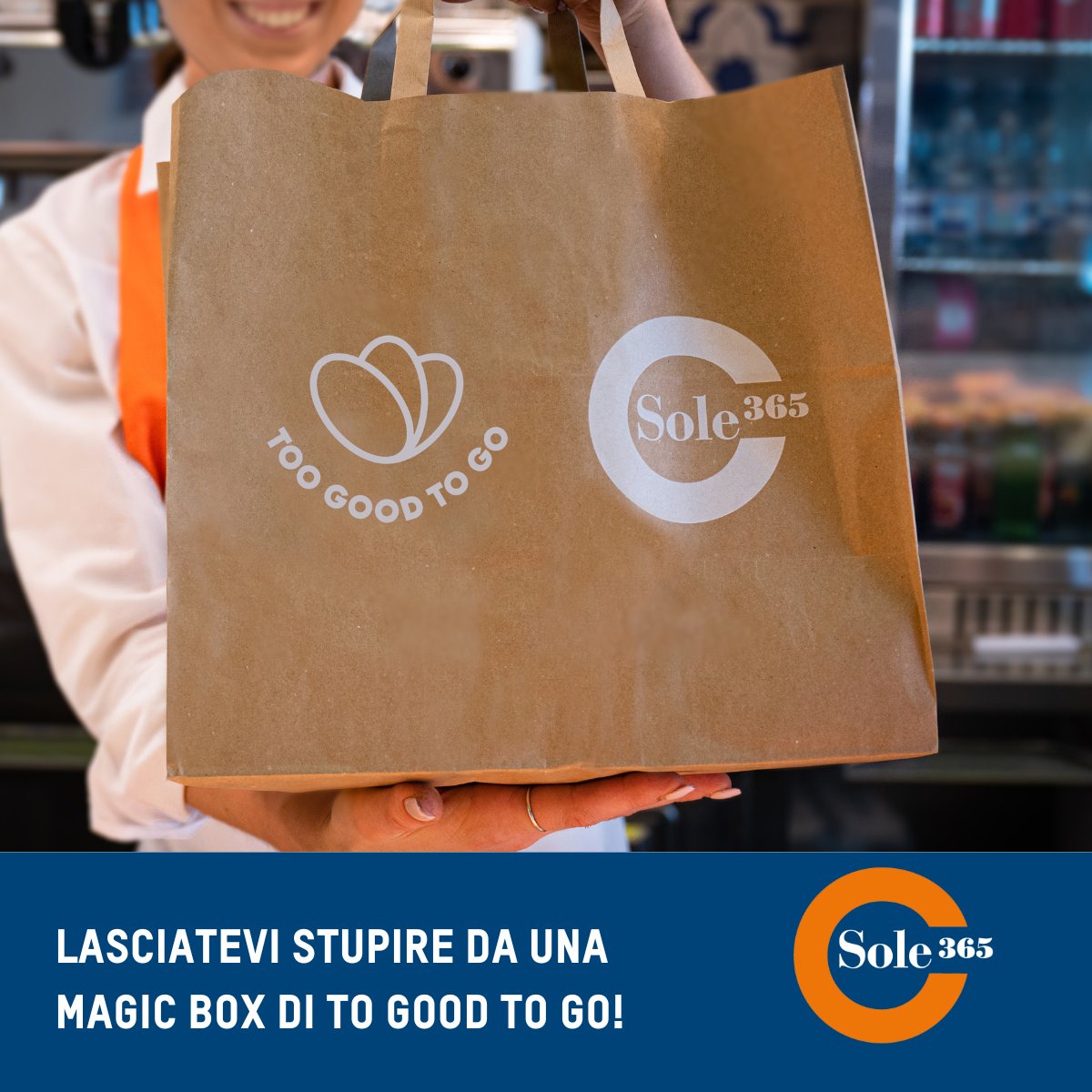 Stanchi di decidere cosa cucinare?
Lasciatevi stupire da una Magic Box di To Good To go!
Acquisterete la vostra cena con tante gustose bontà che abbiamo messo da parte per voi ad un prezzo incredibilmente ridotto.
Una scelta gustosa, conveniente e sostenibile!