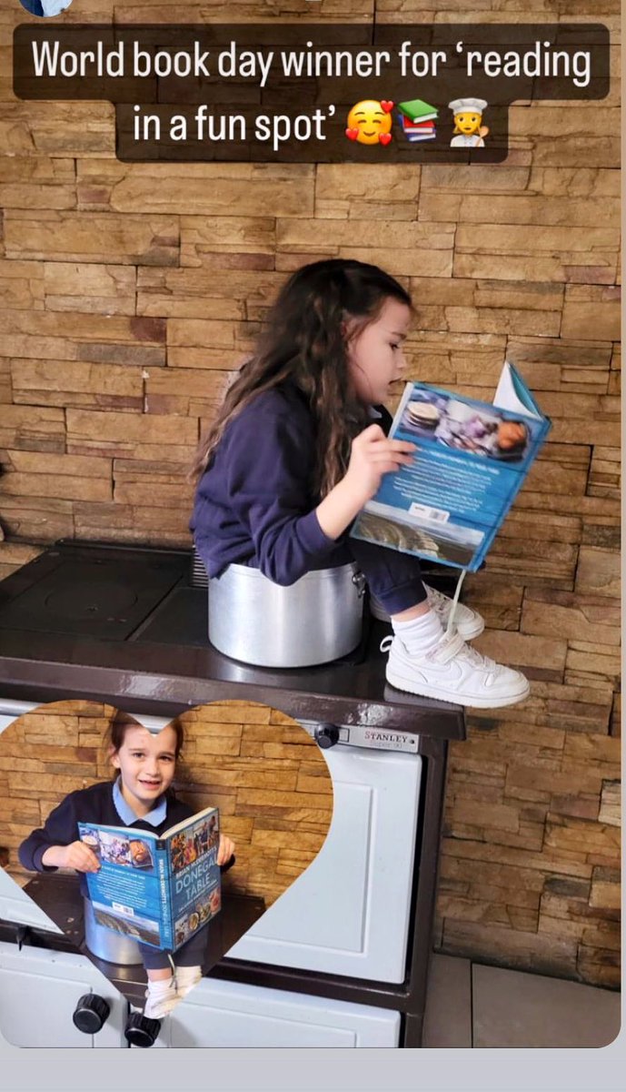 ChefBrianMcD's tweet photo. The wee pet won a prize at school for her own idea of “reading in a fun spot” yesterday on #WorldBookDay
This is Briana my niece in her grannies. She is full of fun and energy
Thankfully the range wasn’t lit 🙏
@OBrienPress #DonegalTable https://t.co/pzIR9H01Bx