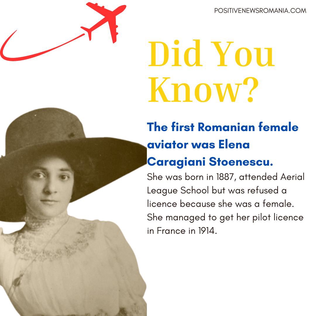 The first Romanian female aviator was Elena Caragiani Stoenescu. 

#Romania 

More on great Romanian women:
positivenewsromania.com/2016/03/08/25-…