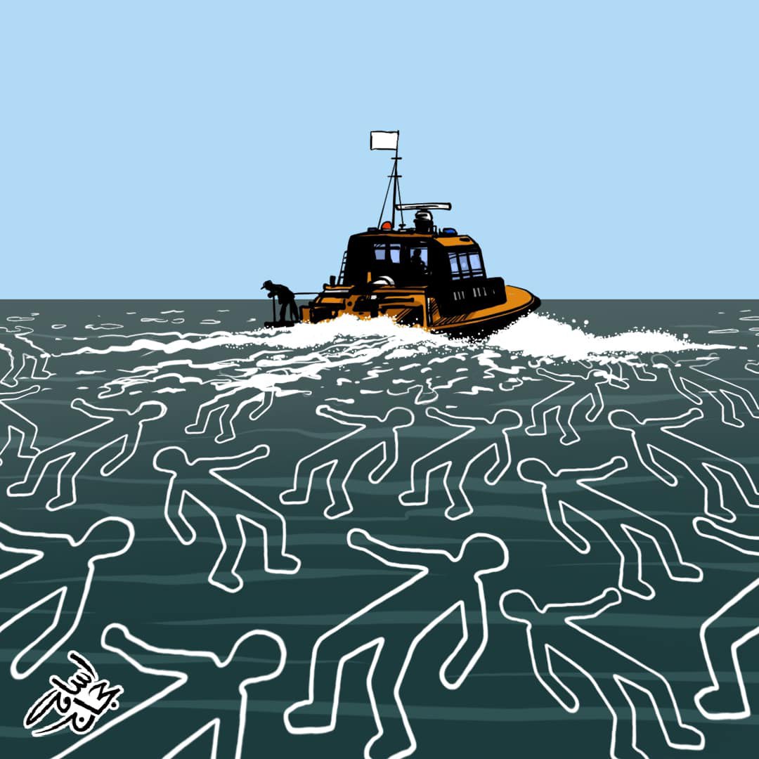 استمرار مآسي قوارب المتوسط…
The mediterranean boats tragedy…

 🖌 #كاريكاتير أسامة حجاج 

 #البحر_الابيض_المتوسط #المهاجرين_إلى_أوروبا #المهاجرين #قوارب_المهاجرين #غرق #اللاجئين 
#osama_hajjaj_cartoons #mediterranean #mediterraneansea #immigrants #immigrantboats #sinking