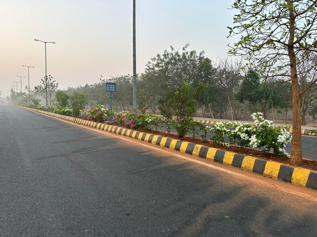 bmcbbsr's tweet image. The roadside landscaping taken up during the #HWC2023.  
Enhances the city&apos;s beauty even after a month with proper maintenance by Team Bhubaneswar.

#BhubaneswarFirst