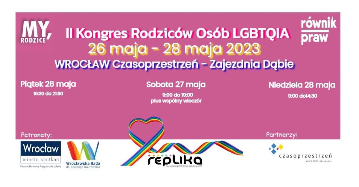 Drogie osoby!
Warto dać znać swoim osobom rodzicielskim jakie cudowne wydarzenie rozpoczyna się w Dniu Matki <3
Od 26 do 28 maja organizowany jest II Kongres Rodziców Osób LGBTQIA .
Serdecznie zapraszamy Was na wydarzenie oraz zachęcamy do udostępniania! fb.me/e/TsMY9f3u