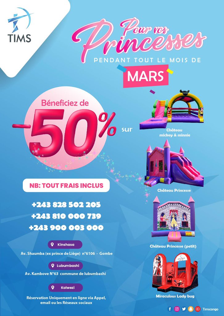 timscongo's tweet photo. Pour ce mois de mars, profitez de notre nouvelle réduction de 50%.

Pour plus d’informations, contactez nous au +243999706767 et rejoignez nous sur les réseaux sociaux via le lien suivant: https://t.co/ekHDzF5cTC https://t.co/aOw8RZSAzN