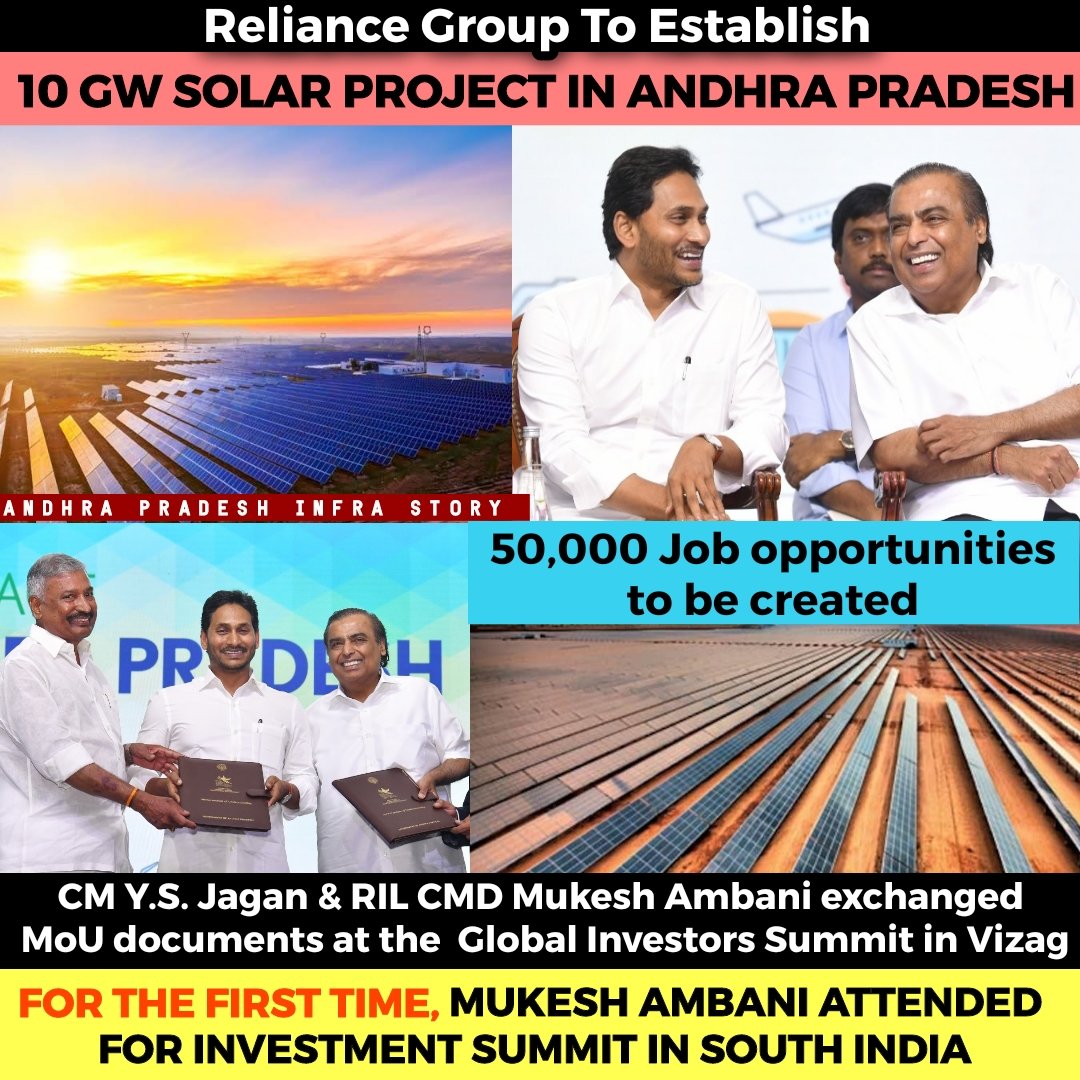 🔸10 GW Solar Project To Come Up In Andhra Pradesh ✴️

#AdvantageAP #InvestInAP #Vizag #CMYSJagan #APGIS2023 #AndhraPradesh #SolarProject #Reliance