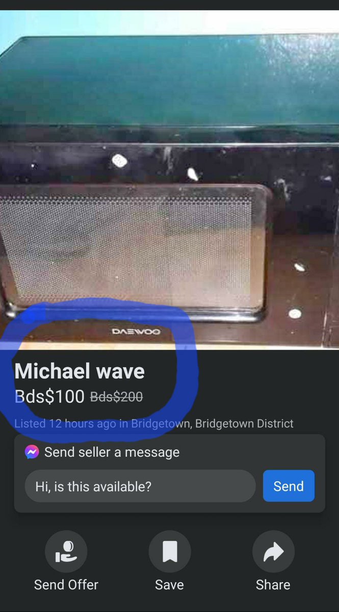 FactsBarbados's tweet photo. One "Michael" Wave for sale 🤔🤔 🤣🤣 #Bridgetown #Barbados https://t.co/B9W8q3xE9b