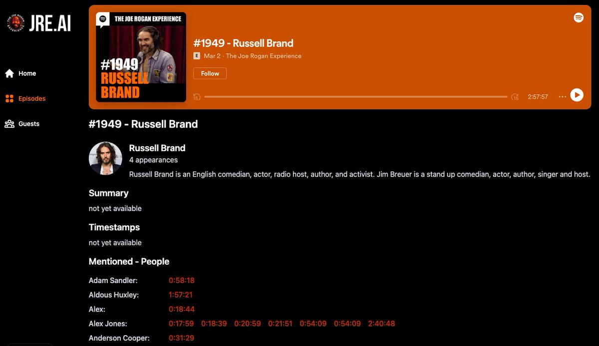 jankratochvilco's tweet photo. Mentioned People and Organizations are now available at https://t.co/iQ7iGfVAJQ for all the new Joe Rogan episodes
#JoeRogan #JREFans #JRE https://t.co/G1QNhcNHTX