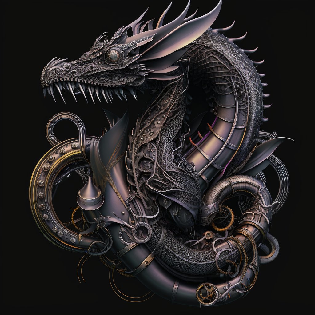EncryptedWonder's tweet photo. An industrial dragon drawn by AI. It seems to be able to distinguish Japanese and Chinese dragons instead of so-called Western dragons. https://t.co/VHQRNhAPWO