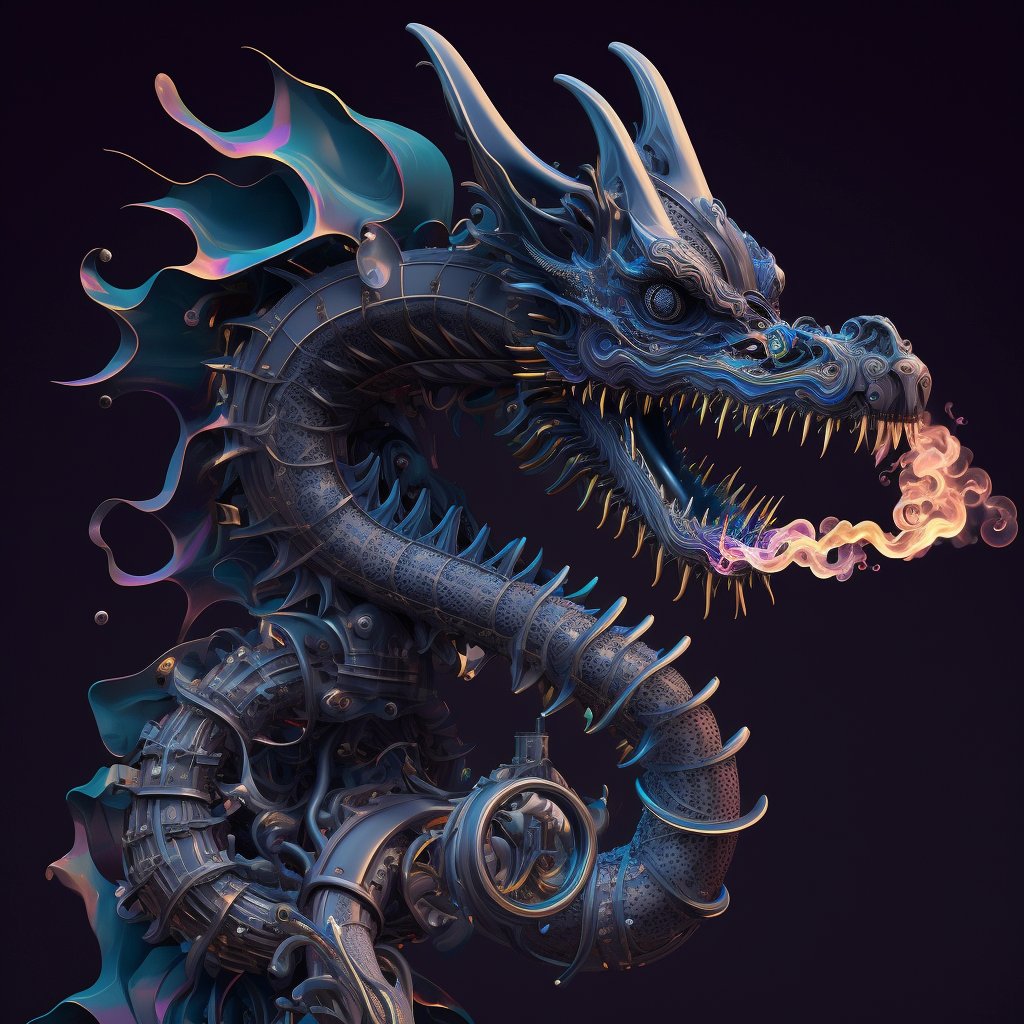 EncryptedWonder's tweet photo. An industrial dragon drawn by AI. It seems to be able to distinguish Japanese and Chinese dragons instead of so-called Western dragons. https://t.co/VHQRNhAPWO