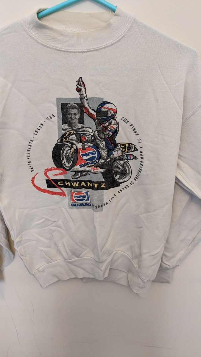 TsMotoSuperbike's tweet photo. Big thank you to @defrainedesigns for sharing some of his own personal collection of Kevin Schwantz t's, sweatshirts pics. Some great designs/artwork/graphics. Just a couple of, examples here. #TsMotoSuperbike #tshirtdesign #Tshirtart 👕😀 https://t.co/bL2r800dPy