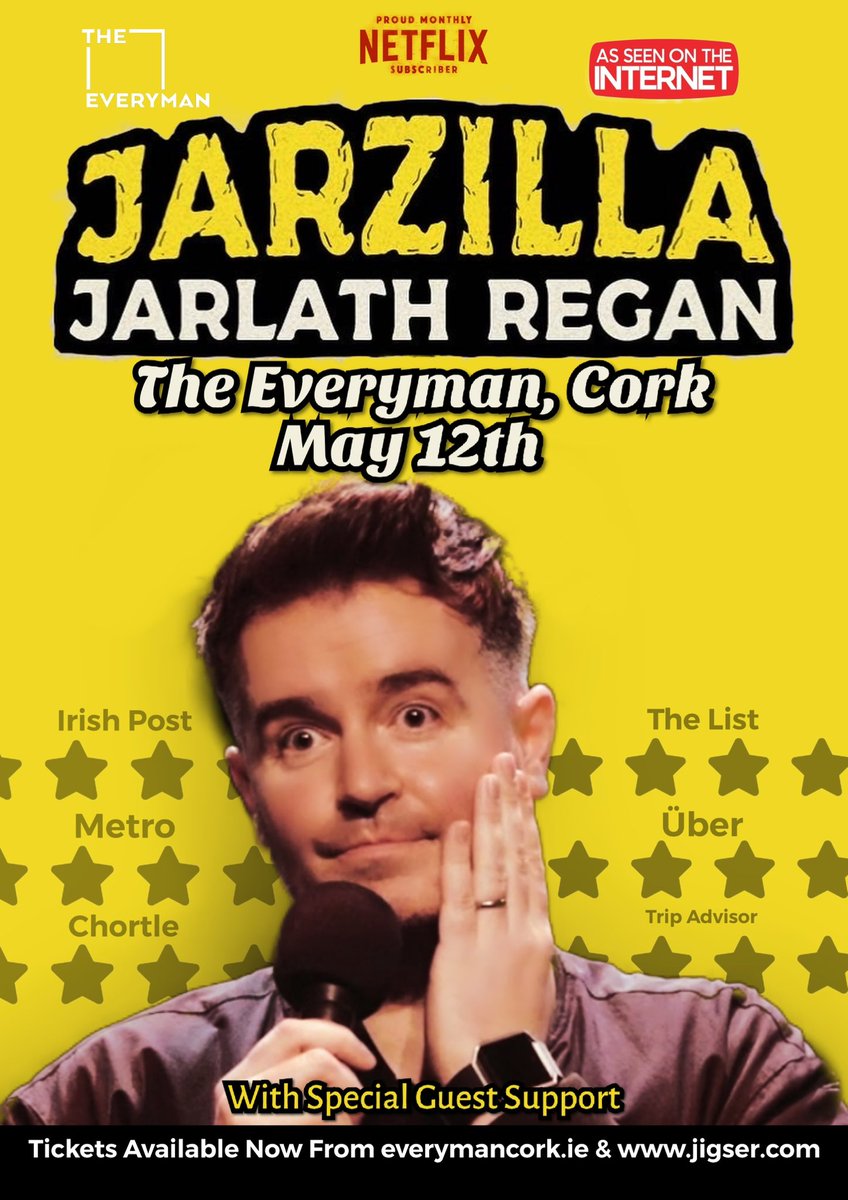 Jarlath's tweet photo. Blown away by the Cork love for #Jarzilla coming to @EverymanCork on May 12th. Flipping excited for this one.
First time playing Cork city in nearly 10 years!! https://t.co/jcLQzFhNPG
#cork #corkcity https://t.co/Ax0Ck4pXh5