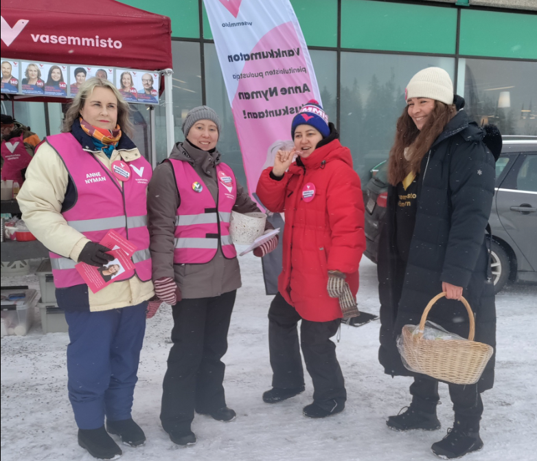 ESalminen4's tweet photo. #eduskuntavaalit2023 #Pirkanmaa #Vasemmisto Anne Nyman, Katja Kotalampi, @MinkkinenMinna &amp; @VirvaMariRask https://t.co/Jud4815DBe