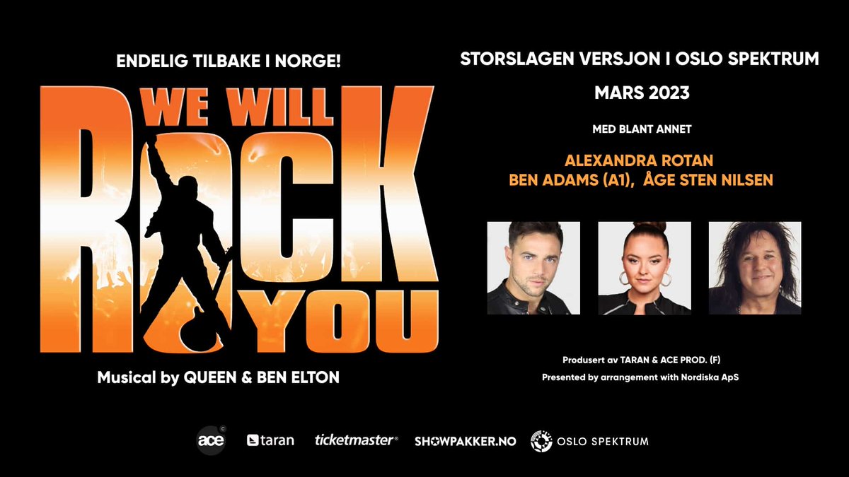 ⭐️WE WILL ROCK YOU!⭐️The Norwegian premiere is set for March 16!⭐️Tickets: bit.ly/3KWEhXP⭐️#wewillrockyou #wewillrockyoumusical @benadamsuk #benadams #oslospectrum #coverstoryblog