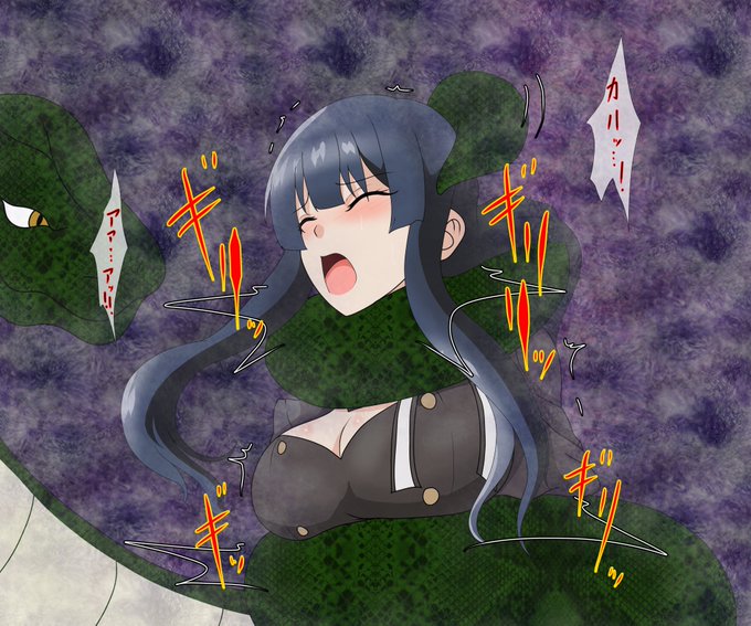 リハビリ的練習絞め絵
スパイ教室:ティア
霧が立ち込め、急いで帰宅中に大蛇に襲われ、艶やかな体を強調するように締め上げられてしまう 