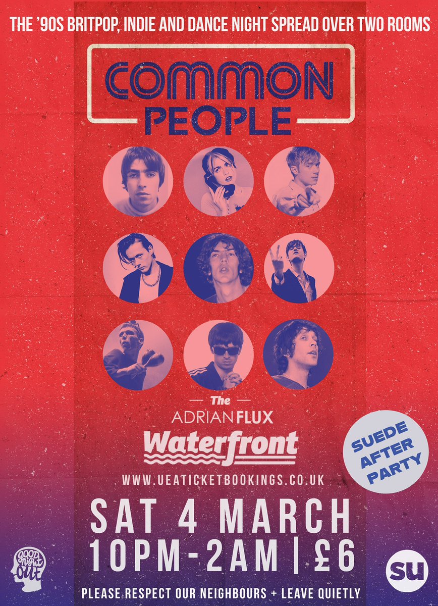 Playing Britpop tunes at The Waterfront in Norwich tonight with @CommonPeopleNor - see you there for some Pulp, Blur, Octopus and Longpigs.