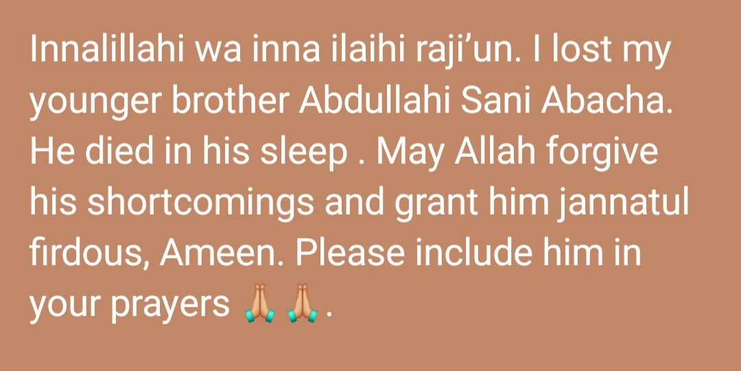 G_sparking's tweet photo. Allah ya mishi rahama.  Ameen. https://t.co/8RbZPOFqsm