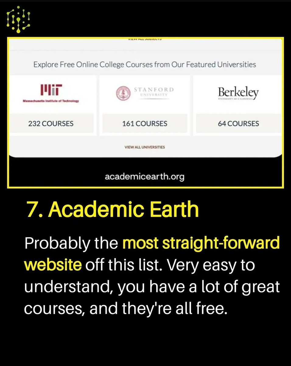 Colleges make you learn a lot of things, but you have to pay $100,000 for it.

Here are 7 websites t...