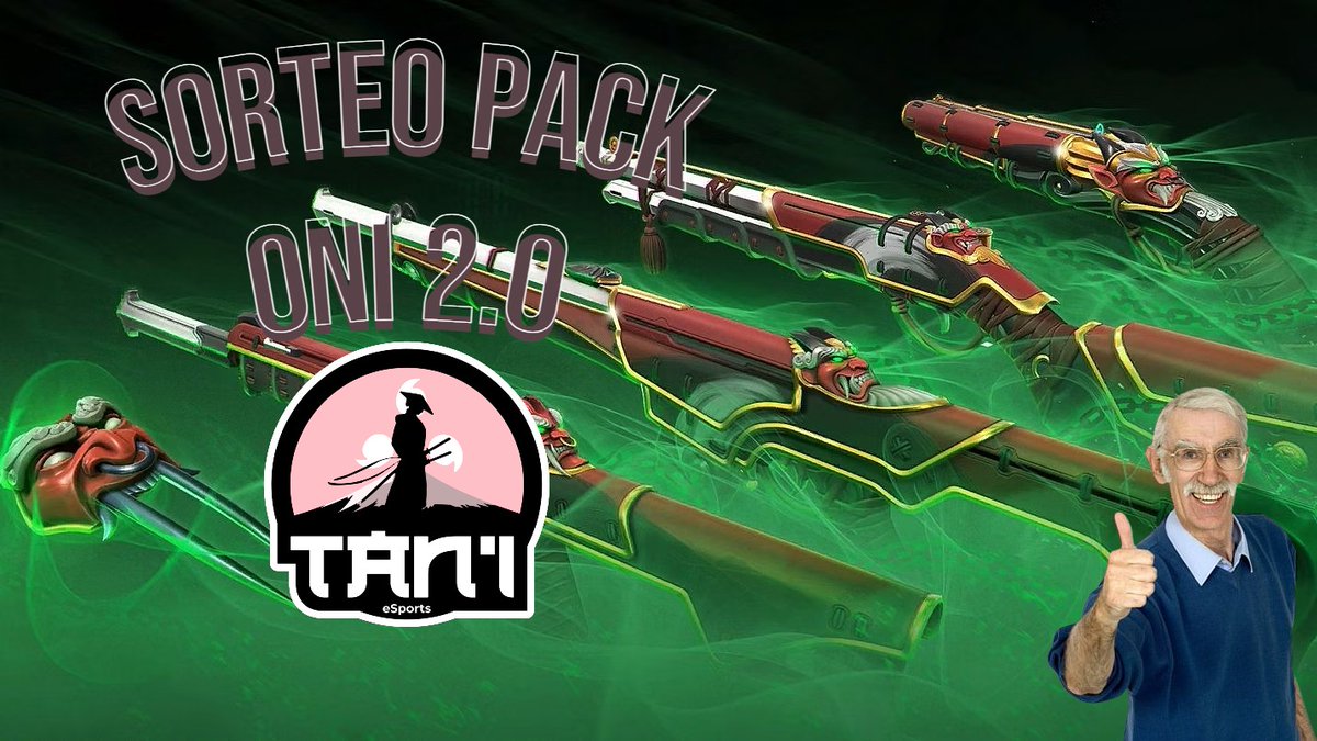 🔥🎁<a href="/PlayVALORANT/">VALORANT</a> GIVEAWAY🎁🔥

👹SORTEO PACK COMPLETO ONI 2.0👹

☑️ FOLLOW @Tanisports.
☑️ MENCIONA A 1 AMIGO.
☑️ FAV Y RT a nuestro Tweet.

📅El ganador se anunciará el 18/03. SI el ganador no contesta el 19/03, se hará re-roll.

🤞¡Mucha suerte a todos, familia!🤞